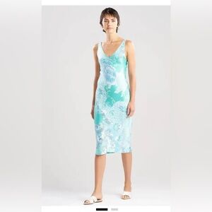 NATORI Womens Flourish Slip Dress Multicolor Floral Print Midi Sz Medium NWT